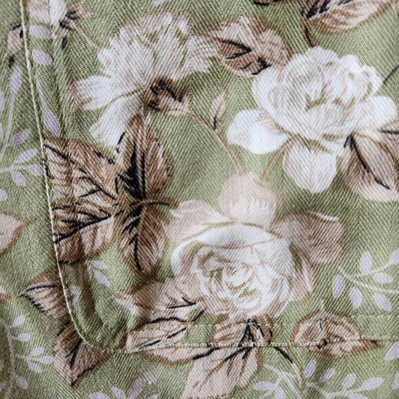 Classic Elements women's M 8-10 vintage green sage floral button up long sleeve - Picture 4 of 4